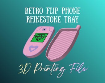 DIGITAL FILE - Retro Flip Phone Shaped Rhinestone Storage Tray File-  STL 3MF