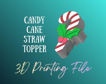 PRINT FILE - Candy Cane Straw Topper File - 3MF - 3D printing
