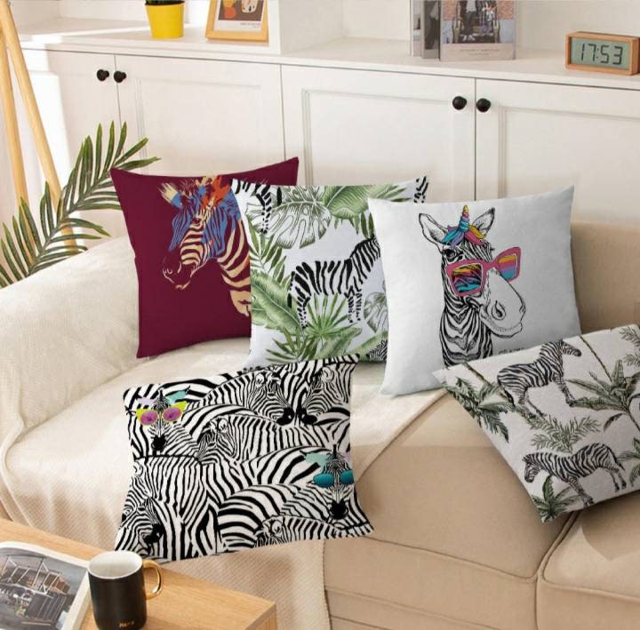 Zebra Cushion Cover/animal Print Decorative/ Burgundy Cushion Etsy UK