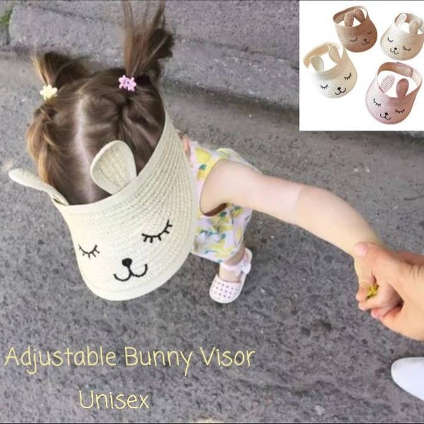 Sun Hat-Kids Summer Visor-Straw Hat-Toddler Hat-Unisex Hat-Bunny Visor Foldable/Adjustable Childrens Hat- Kids Cap/Holiday Hat