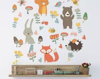 Animal Wall Stickers/Vinyl Nursery/Childrens Bedroom Decal/Kids/Playroom/Baby Room Decor Idea