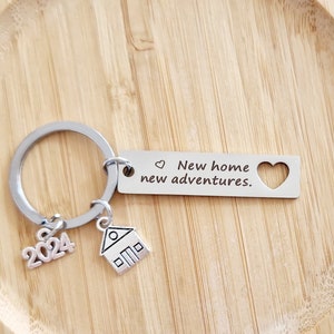 Silver New Home New Adventures 2024 Keyring New Home/First Home/House Warming Gift Idea for Family and Kids/New House Keyring