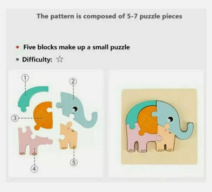 Wooden Puzzle Baby Kids Toddler Jigsaw Animals Transport DIY Etsy