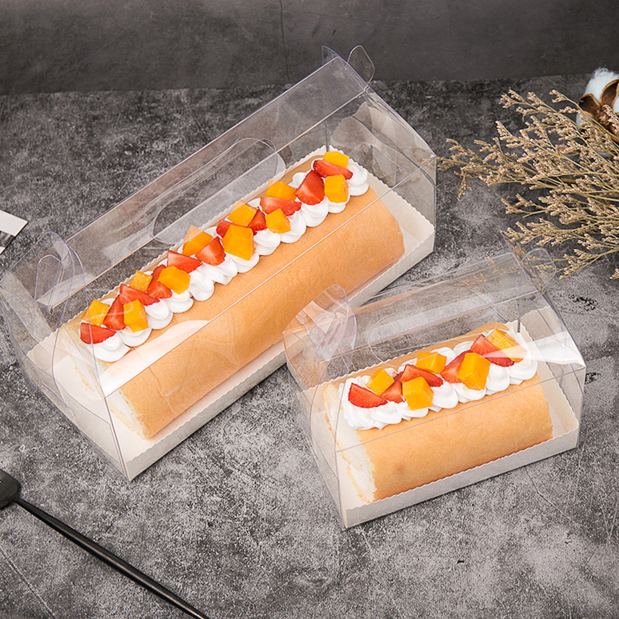 10Pcs Clear Cake Roll Boxes Packaging Dessert Container Etsy