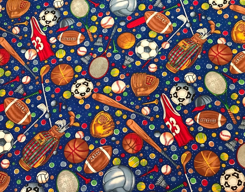 All Sports Themed Vintage Fabric by HoffmanCottonBaseball | Etsy