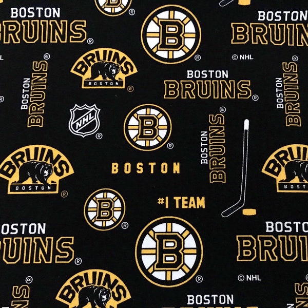 NHL Boston Bruins Logo Ice Hockey Fabric, Fat Eighth, 9”x 22” Piece.  Great for Face Masks etc, Fast Shipping!