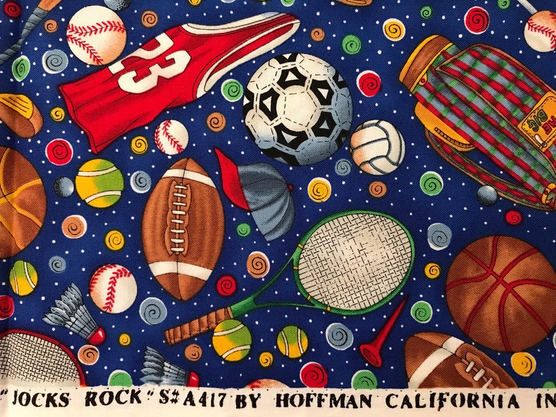 All Sports Themed Vintage Fabric by HoffmanCottonBaseball Etsy