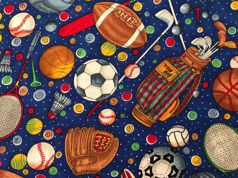 All Sports Themed Vintage Fabric by HoffmanCottonBaseball Etsy