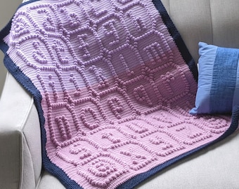 Lowercase Alphabet Baby Afghan, Bobble Stitch Crochet Pattern, Written Row by Row, Instant Download, Graphgan Pattern, Graphgan
