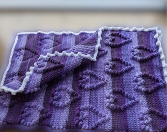 Unique hearts crochet blanket pattern | Crochet heart pattern | Crochet heart baby blanket | Hand-knit baby blanket