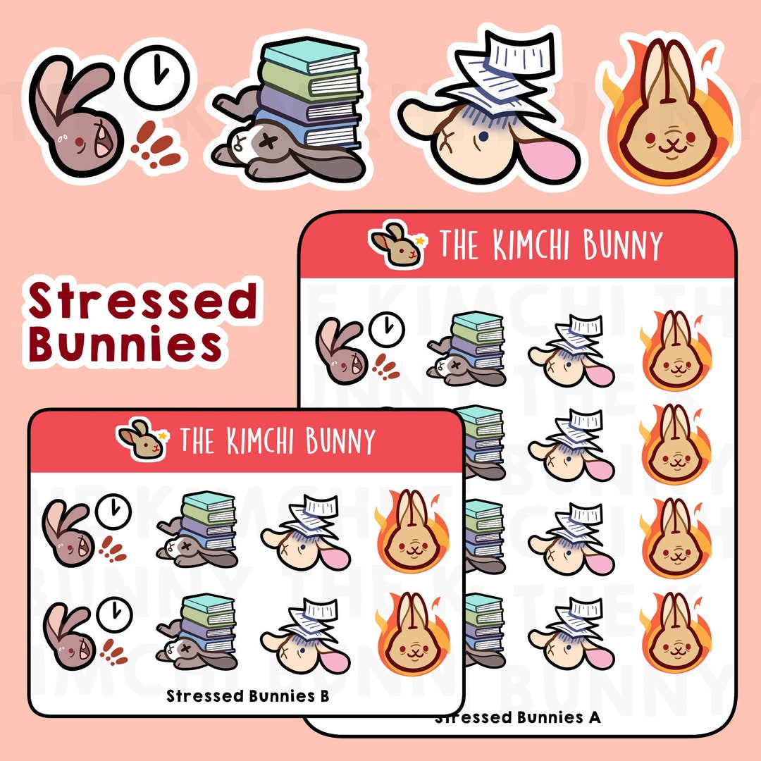 Stressed Bunnies Sticker Sheets - Etsy