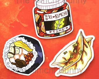 Korean Food Stickers - Kimchi, Kimbap, Mandu