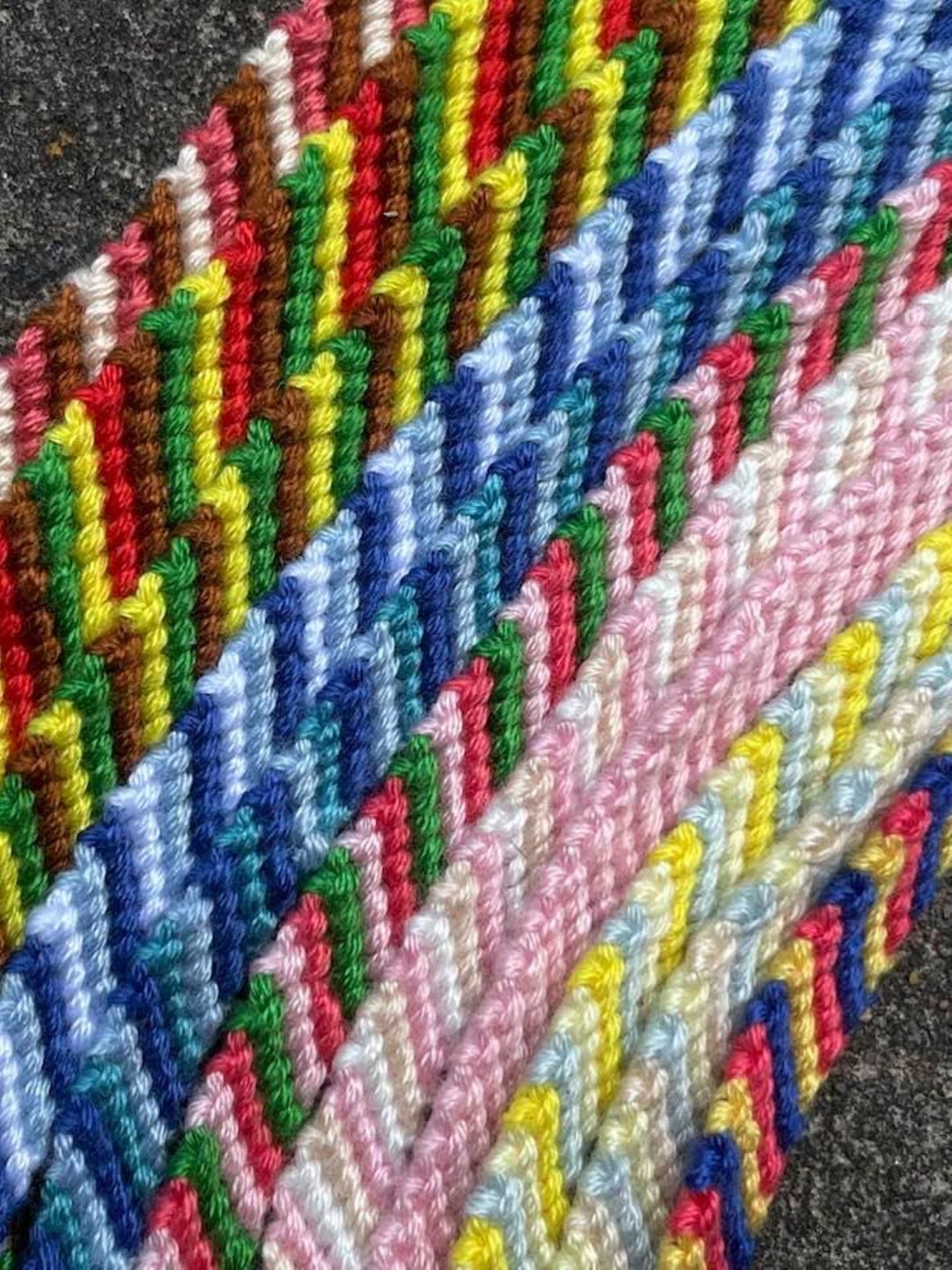 2 Handmade Candy Stripe Friendship Bracelets naturethemed & Etsy UK