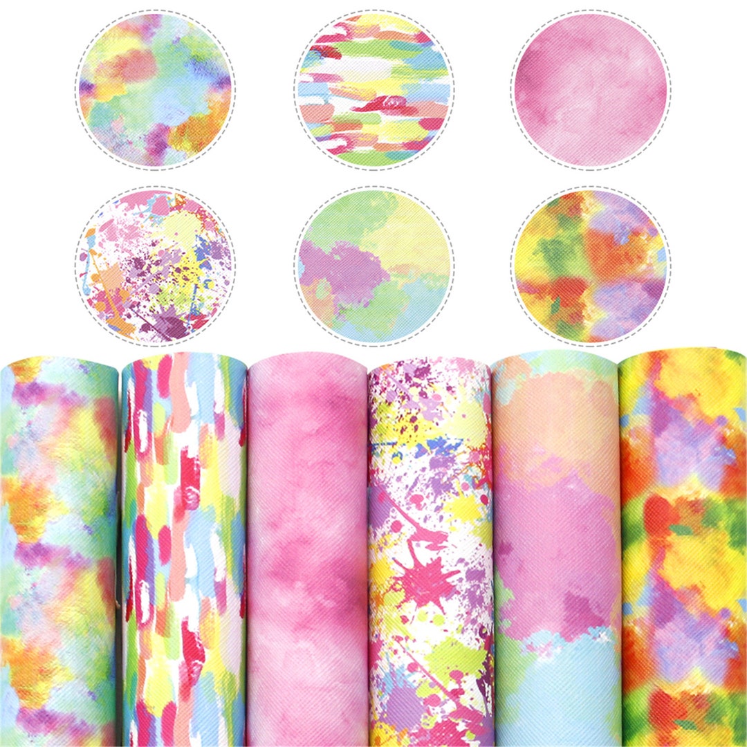 6pcs/pack Paint Splatter Cross Pattern Faux Leather Sheets Bundle ...