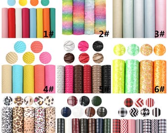5-15pcs/pack A5 Size Faux leather sheets Bundle,Litchi Leather sheets,Crafts Supplies for Earrings Hair bows
