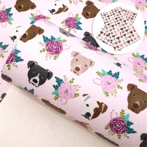 7.7x12.9 inch Or 11x55 inch Cartoon Dog Puppy Printed Lychee Faux leather Sheets,DIY Crafts Supplies for Earrings Hair bows