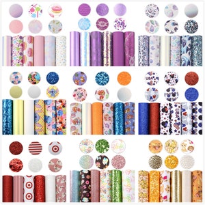 6pcs/pack Faux Leather Sheets Bundle,Lollipop Cartoon Dog Print,Crafts Supplies for Earrings Hair bows Leather Sheets