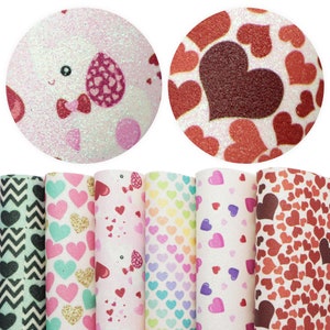 6pcs/pack Faux Leather Sheets Bundle,Polka Dot Print,Crafts Supplies for Earrings Hair bows Glitter Fabric Sheets Material
