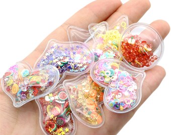 20pcs/pack Polymer Clay Sequins Filled Shakers RANDOM Shape For Hairbows Hair Clips Decoration