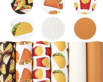 6pcs/pack Faux leather sheets Bundle,Food Cookies Thanksgiving Day Designs,DIY Crafts Supplies for Earrings Hair bows Leather sheets