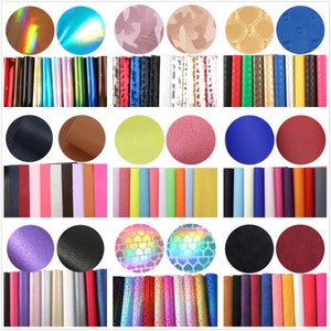 10pcs/pack Solid Pearl Faux leather sheets Bundle,Lychee Glitter Leather Sheets,Crafts Supplies for Earrings Hair bows Leather sheets