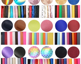 10pcs/pack Solid Pearl Faux leather sheets Bundle,Lychee Glitter Leather Sheets,Crafts Supplies for Earrings Hair bows Leather sheets