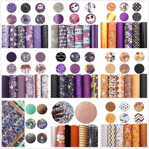 6pcs/pack Faux leather sheets Bundle,Halloween Cartoon Designs,Crafts Supplies for Earrings Hair bows Leather sheets