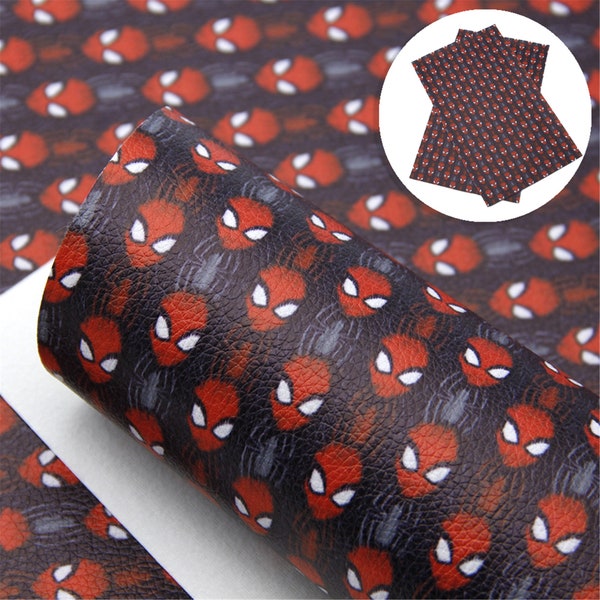 7.7x12.9 inch Or 11x55 inch Super Hero Printed Lychee Faux leather Sheets,DIY Crafts Supplies for Earrings Hair bows