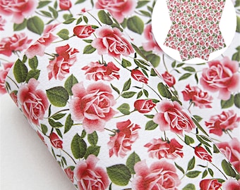 7.7x12.9 inch Or 11x55 inch Cartoon Floral Printed Lychee Faux leather Sheets,DIY Crafts Supplies for Earrings Hair bows