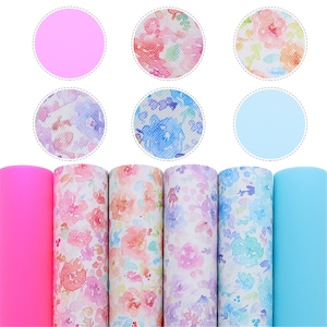 6pcs/pack Animal Theme Faux leather sheets Bundle,Floral Dog Flamingo Lion Designs,Crafts Supplies for Earrings Hair bows Leather sheets