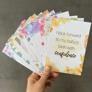 Carte di affermazione della nascita, ipnosi per il parto, affermazioni sulla gravidanza, carte di nascita positive, regalo per la gravidanza, affermazioni floreali per la nascita