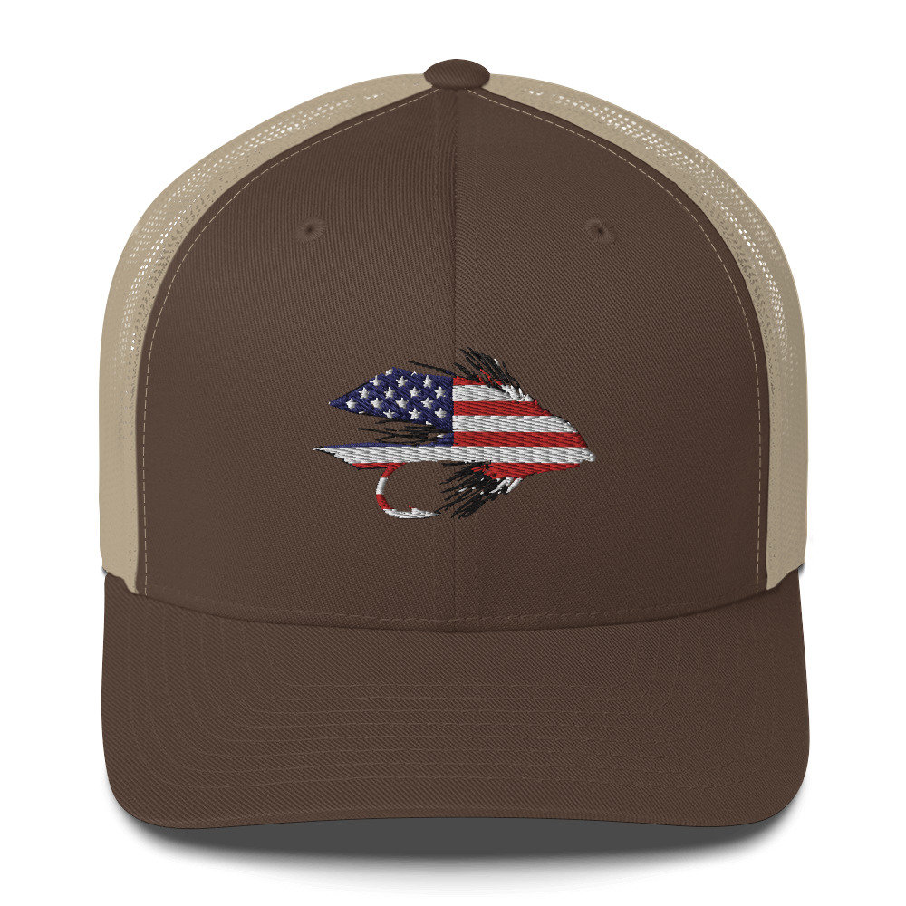 Fly Fishing Hat Stars & Stripes Muddler Trucker Hat USA Fishing