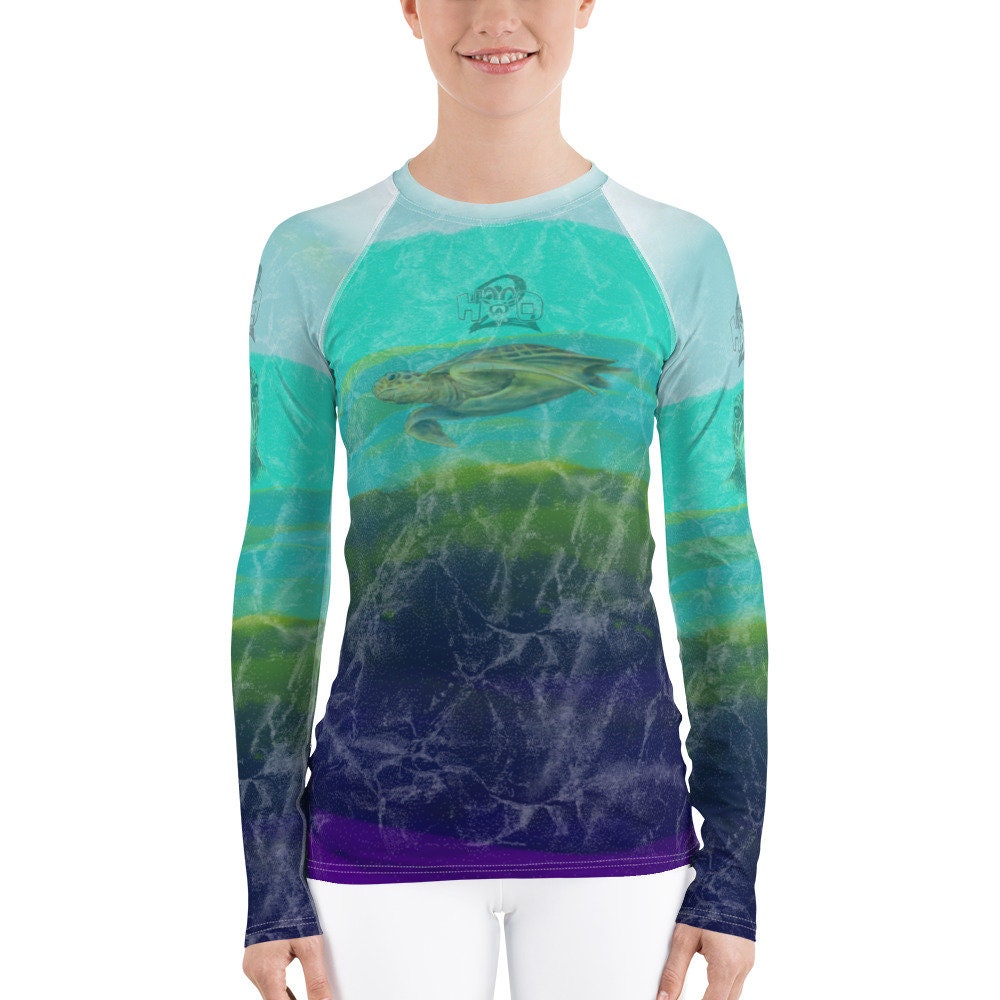 Turtle Rash Guard Sea Turtle - Women's Rash Guard - Etsy