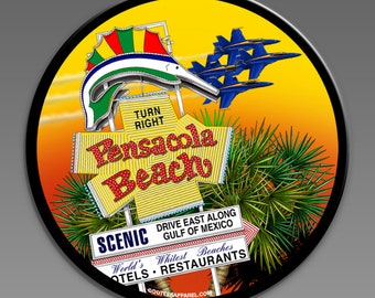 Pensacola Beach Sign sunset - Die Cut Magnet
