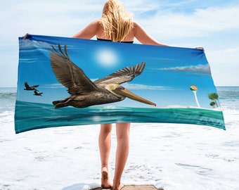 Flying Pelican - Beach Towel