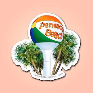 Pensacola Beach Ball and Palms - Die Cut Magnet