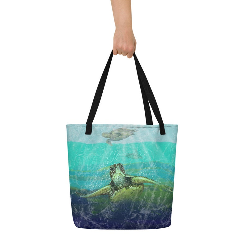 Sea Turtle Large ToteBeach Bag wInside Pocket