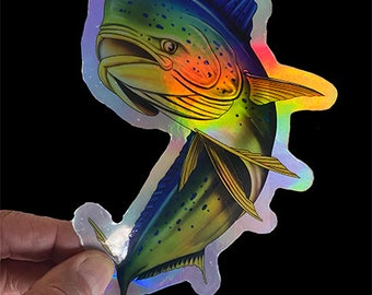 Bull Mahi-Mahi fish - Holographic Sticker