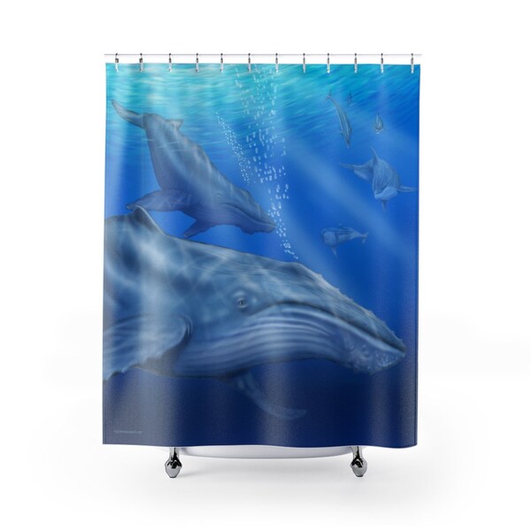 Whale Shower Curtain Etsy