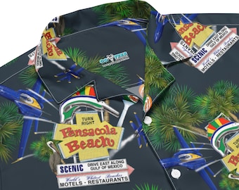 Pensacola Beach Sign College - Camicia con bottoni unisex