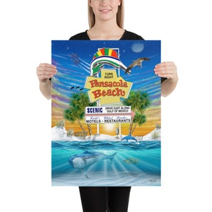 Pensacola Beach Sign - 18x24 Poster
