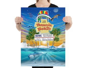 Pensacola Beach Sign - 18x24 Poster