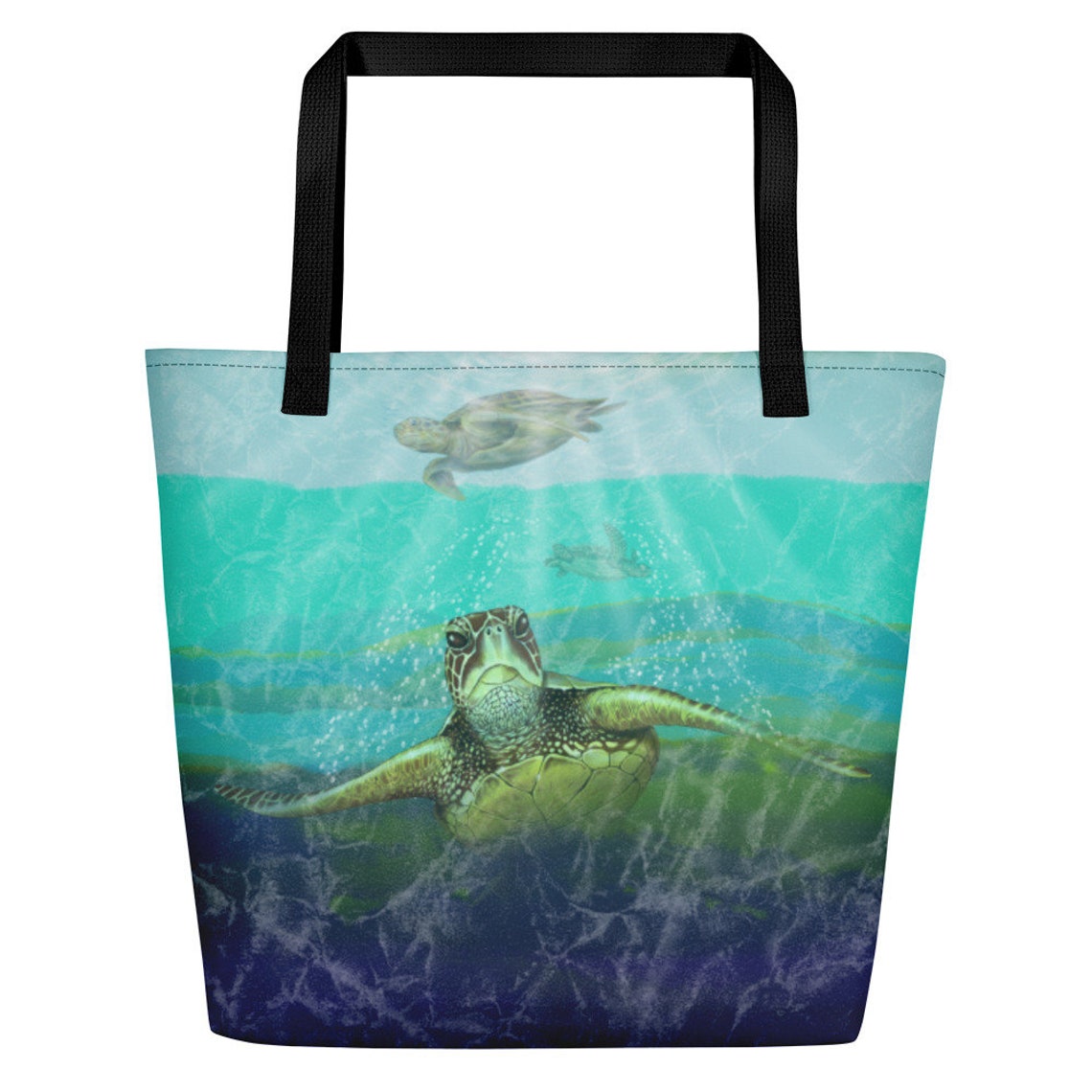 Sea Turtle Large Tote/beach Bag W/inside Pocket - Etsy UK