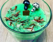Woodland Walk Scented Wooden Wick Candle Topped With Sandalwood, Lavender Eucalyptus With Biodegradable Glitter, Crystal Mushrooms