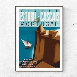 Restored Vintage Estoril Cascais Poster / Print / Portugal Travel Print / Travel Poster / Fashion Print / Vintage Poster / Retro Wall Art