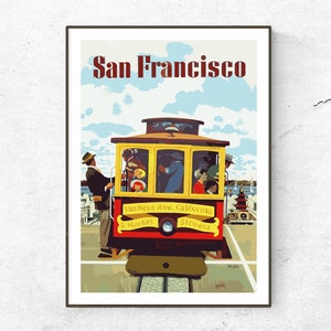 Restored Vintage San Francisco Poster / Print / USA Travel Print / Fashion Print / Vintage Wall Art / Retro Poster / Golden Gate Bridge