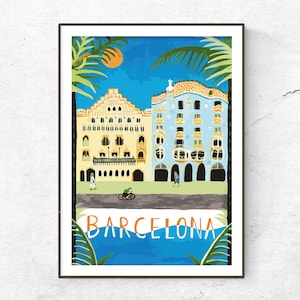 Restored Vintage Barcelona Poster / Print / Spain Travel Print / Travel Poster / Fashion Print / Vintage Wall Art / Retro Print / Spain Gift