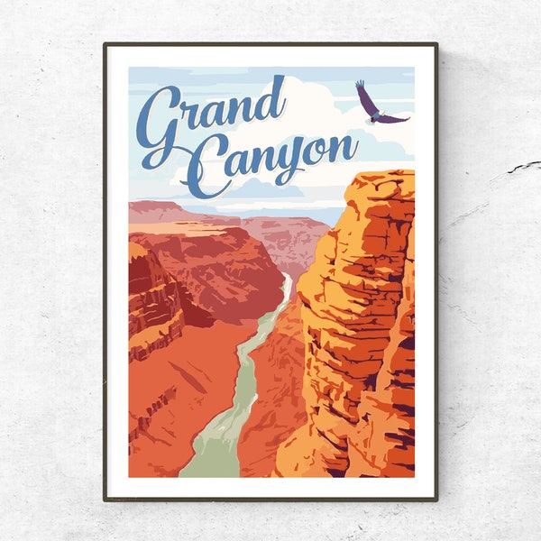Restored Vintage Grand Canyon Poster / Print / America Travel Print / Travel Poster / Fashion Wall Art / Vintage Decor / Home Decor / Retro