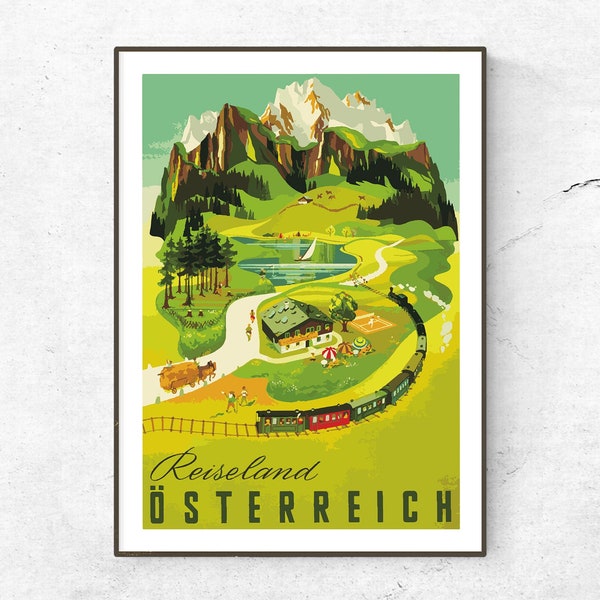 Restored Vintage Austria Poster / Print / Osterreich Travel Print / Travel Poster / Fashion Print / Vintage Poster / Home Decor / Retro Art