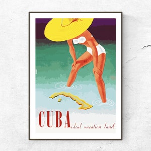 Restored Vintage Cuba Poster / Print / Cuba Travel Print / Fashion Print / Vintage Wall Art / Retro Poster / Travel Postcards / Home Decor